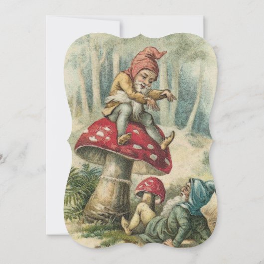 クリスマスホリデーフラットグリーティングカード、ヴィンテージ小妖精や小人 カード (裏面)