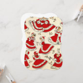 クリスマスホリデーフラットグリーティングカード、ヴィンテージ カード (正面/裏面インサイチュ)