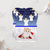 クリスマスホリデーフラットグリーティングカード、子猫 カード (正面/裏面インサイチュ)