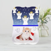 クリスマスホリデーフラットグリーティングカード、子猫 カード (スタンド正面)