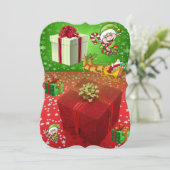 クリスマスホリデーフラットグリーティングカード、小妖精や小人 カード (スタンド正面)