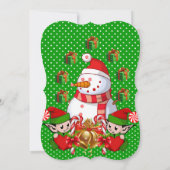 クリスマスホリデーフラットグリーティングカード、雪だるま小妖精や小人 カード (裏面)