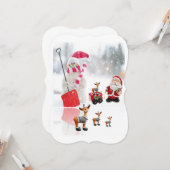 クリスマスホリデーフラットグリーティングカード、雪だるま カード (正面/裏面インサイチュ)