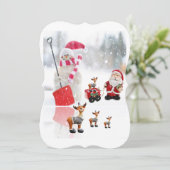 クリスマスホリデーフラットグリーティングカード、雪だるま カード (スタンド正面)