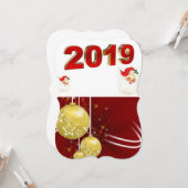 クリスマスホリデーフラットグリーティングカード， Santa 2019 カード (正面/裏面インサイチュ)