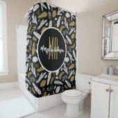 クリスマスホリデーフローラカスタムモノグラム シャワーカーテン (インサイチュ)