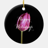 クリスマスホリデーフローラチューリップピンクかわいらし2019 セラミックオーナメント (裏面)