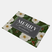 クリスマスホリデーフローラパインベリー ドアマット (アングル)