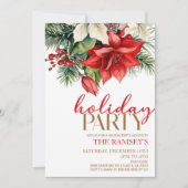 クリスマスホリデーフローラフラワーズレッドホリデーパーティー 招待状