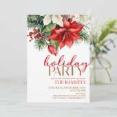 クリスマスホリデーフローラフラワーズレッドホリデーパーティー 招待状