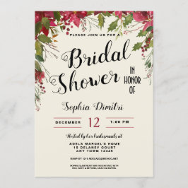 クリスマスホリデーフローラブライダルシャワー招待状 招待状