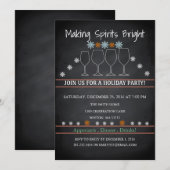 クリスマスホリデーブラックシャルボードスノーフレークパーティー 招待状 (正面/裏面)