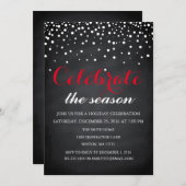 クリスマスホリデーブラックシャルボードファミリーパーティー 招待状 (正面/裏面)
