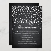 クリスマスホリデーブラックシャルボードファミリーパーティー 招待状 (正面/裏面)
