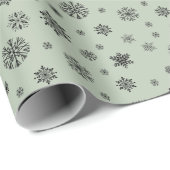 クリスマスホリデーブラックスノーフレークパターンの緑 ラッピングペーパー (ロールコーナー)