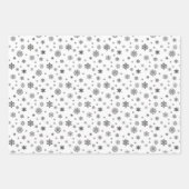 クリスマスホリデーブラックスノーフレーク冬のパターン ラッピングペーパーシート (正面2)