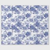 クリスマスホリデーブルーウィンターストッキングポインセチア ラッピングペーパー (フラット)