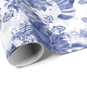 クリスマスホリデーブルーウィンターストッキングポインセチア ラッピングペーパー (ロールコーナー)