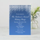 クリスマスホリデーブルーグリッターエレガント招待状 招待状 (スタンド正面)