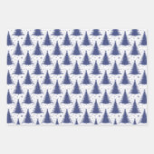 クリスマスホリデーブルーグリーンツリーズパターングリッター ラッピングペーパーシート (正面3)