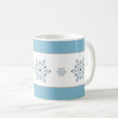 クリスマスホリデーブルーストライプスノーフレークマグ コーヒーマグカップ (正面右)