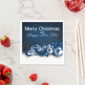 クリスマスホリデーブルーパール1デザイン スタンダードカクテルナプキン (インサイチュ)