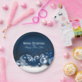 クリスマスホリデーブルーパール1デザイン ペーパープレート (パーティー)