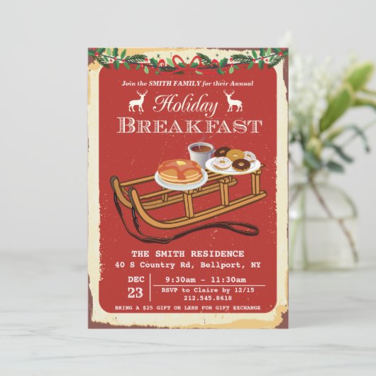 クリスマスホリデーブレックファースト招待状 招待状 (スタンド正面)
