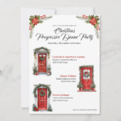 クリスマスホリデープログレッシブディナー 赤いドア 招待状 (正面)