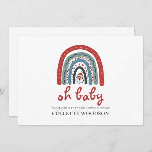 クリスマスホリデーベイビーシャワー 招待状 (正面/裏面)