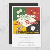 クリスマスホリデーベガスカジノトランプのポーカーナイトパーティー 招待状 (正面/裏面)