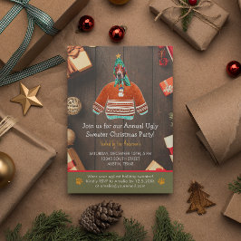 クリスマスホリデーベセットハウンドダサいスウェーター パーティー 招待状