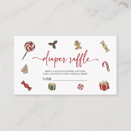 クリスマスホリデーベビーシャワーおむつラッフル エンクロージャーカード (正面)