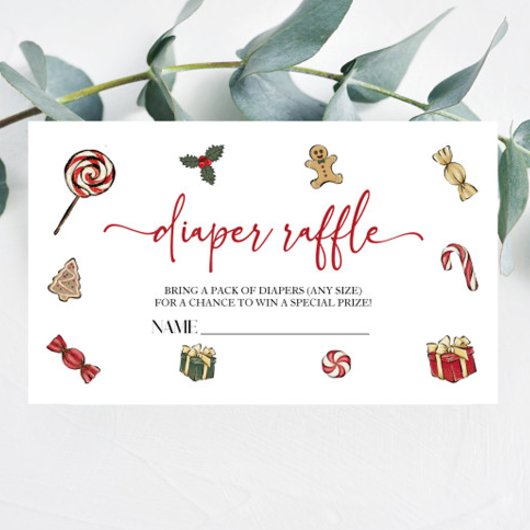 クリスマスホリデーベビーシャワーおむつラッフル エンクロージャーカード