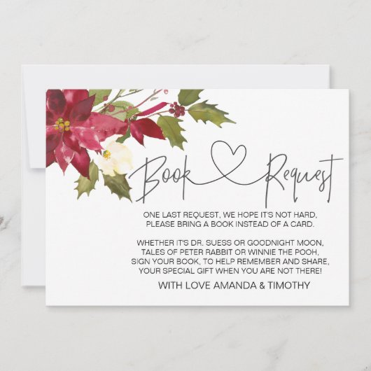 クリスマスホリデーベビーシャワーブックリクエストカード 招待状 (正面)