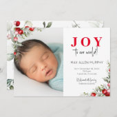 クリスマスホリデーベビー写真誕生のお知らせ 招待状 (正面/裏面)