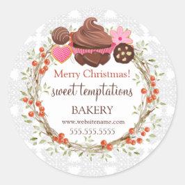 クリスマスホリデーベリーリース盛り合わせデザート ラウンドシール