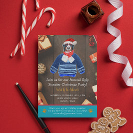 クリスマスホリデーベルネーズドッグ醜いセーターパーティー 招待状