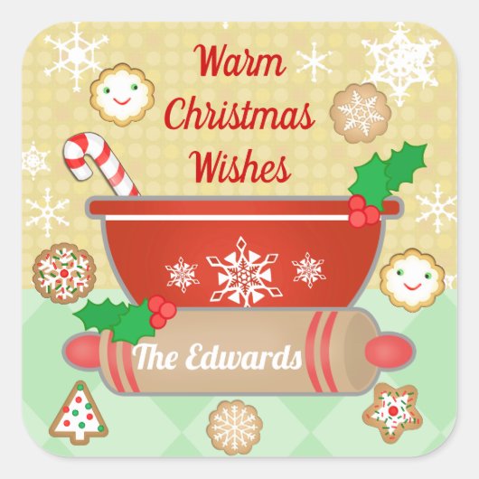 クリスマスホリデーベーキングカスタムステッカー スクエアシール (正面)