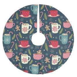 クリスマスホリデーホットドリンクフードジンジャーパン ブラッシュドポリエステルツリースカート