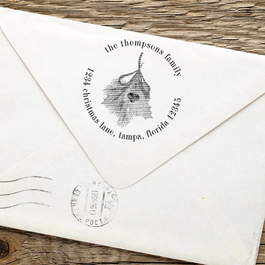 クリスマスホリデーホリーグリーナリー差出人住所 セルフインキングスタンプ