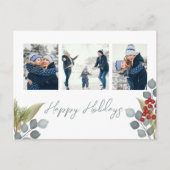 クリスマスホリデーホリーベリーグリーンリー4写真 シーズンポストカード (正面)