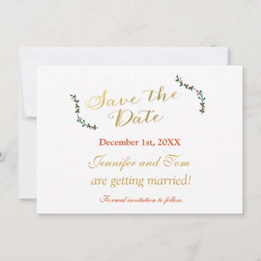 クリスマスホリデーホリー救招待状日付カード 招待状 (正面)