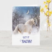 クリスマスホリデーホースかわいらしin the Snow Moon カード (黄色い花)