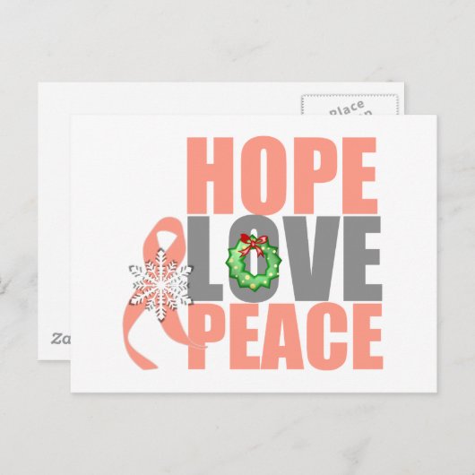 クリスマスホリデーホープ愛の平和の子宮がん シーズンポストカード (正面/裏面)