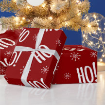 クリスマスホリデーホーホレッドホワイトラッピング紙