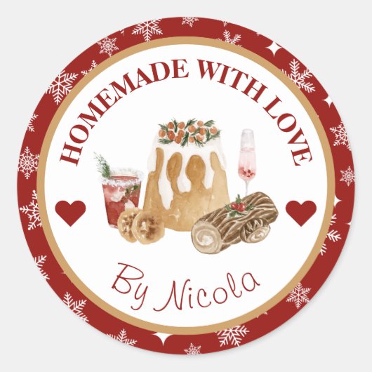 クリスマスホリデーホームメイドベーキングラベル ラウンドシール (正面)