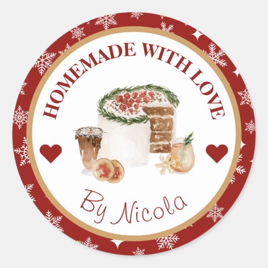 クリスマスホリデーホームメイドベーキングラベル ラウンドシール (正面)