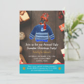 クリスマスホリデーボクサードッグ醜いセーターパーティー 招待状 (スタンド正面)