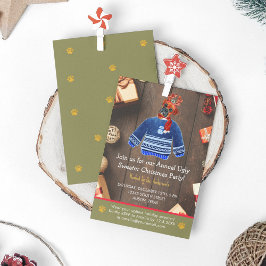 クリスマスホリデーボクサードッグ醜いセーターパーティー 招待状